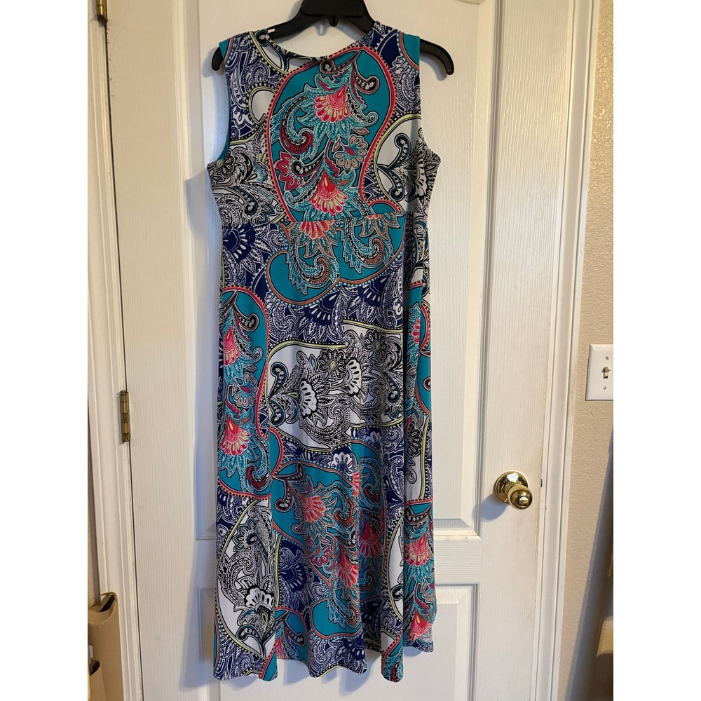 Chico's Paisley V-Neck High-Low Midi Dress Multicolor‎ Size 1P Petite Boho Chic